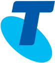 A blue logo with the letter t.