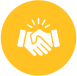 A yellow circle with a handshake icon.